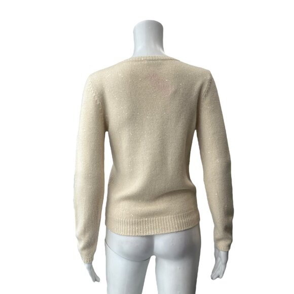 Brunello Cucinelli Ivory Sequin Cashmere Sweater size Small - Picture 4 of 8